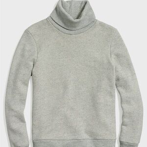 J CREW Small Relaxed Heather Oat GreyTurtleneck Sweatshirt Cotton Terry